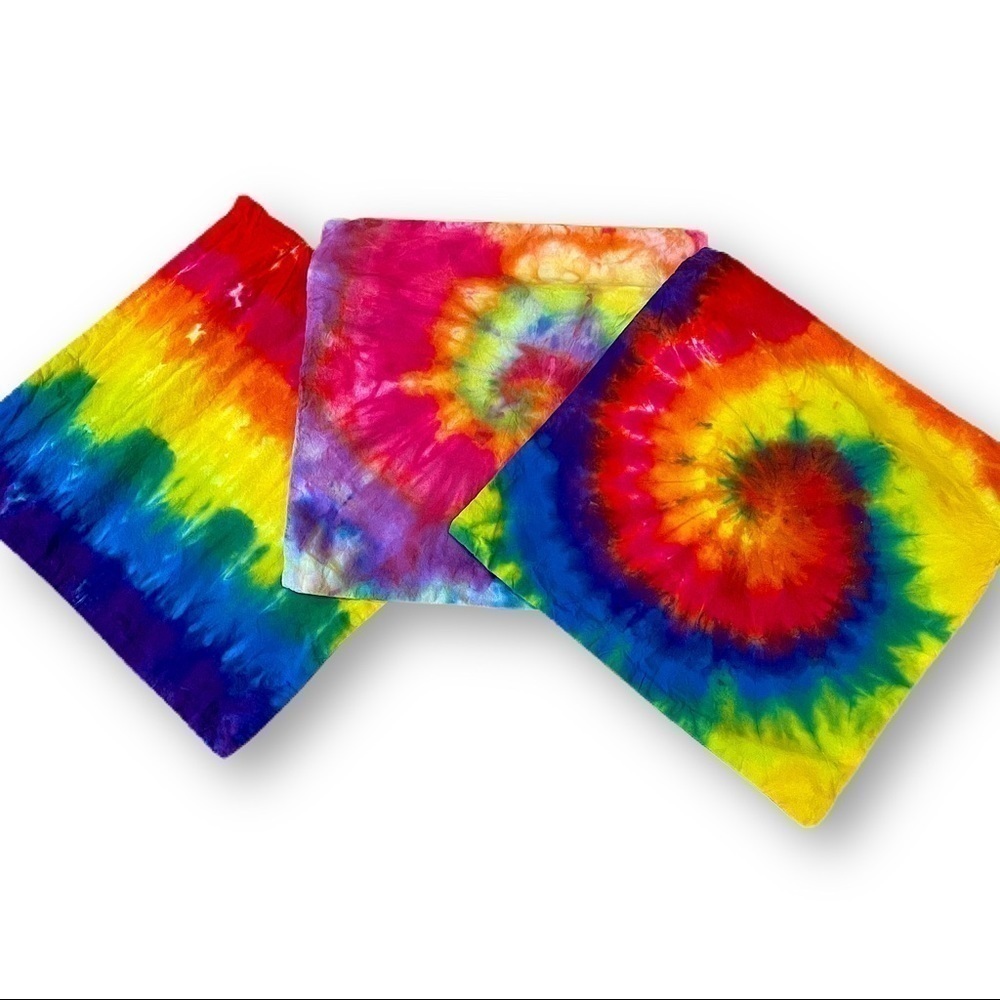Set of 3 tie dye rainbow throw pillow case covers